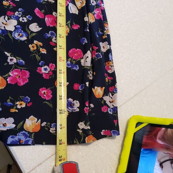 Lauren Ralph Lauren Cleora Front Twisted Floral Jersey Surplice Dress Navy Sz 6 - Picture 9 of 9